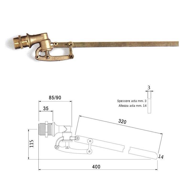 foto del prodotto rubinetto a galleggiante asta piatta ottone da 1 649700ol1 - - giuseppe tirinnanzi - -