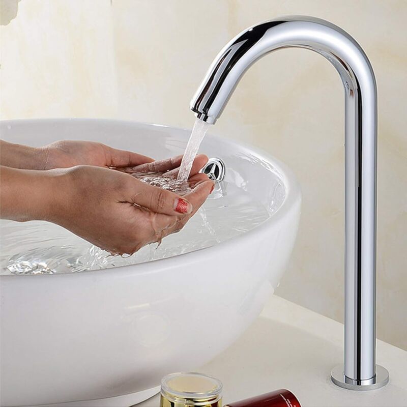 foto del prodotto rubinetto a infrarossi per bagno, con sensore automatico, senza contatto, miscelatore monocomando per bagno