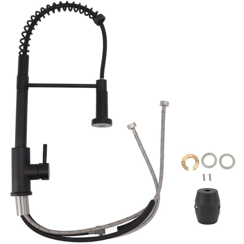 foto del prodotto rubinetto a molla monocomando, rubinetto da cucina universale allungabile a 360 con tubo estraibile nero