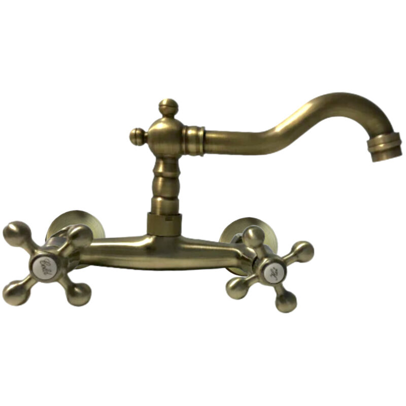 foto del prodotto rubinetto a parete bronzato vecchio ottone vintage completo