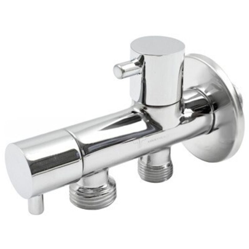 foto del prodotto rubinetto a squadra doppio con rosone 1 2 1 2 1 2