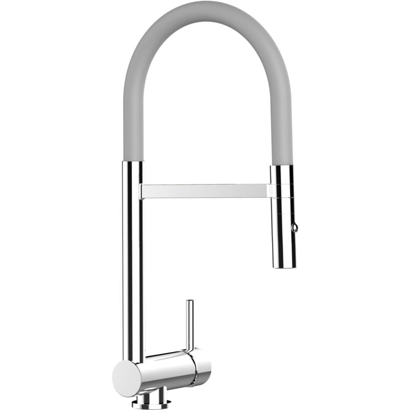 foto del prodotto rubinetto abbattibile miscelatore lavello fontana cucina vizio canna abbattibile 6 cm per sottofinestra canna grigia movibile e doccia due getti