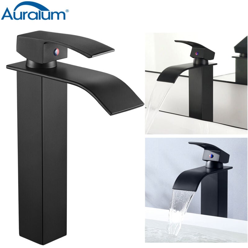 foto del prodotto rubinetto bagno a cascata beccuccio alto, miscelatore a cascata rubinetto lavabo bagno miscelatore monocomando da lavandino bagno con valvola in