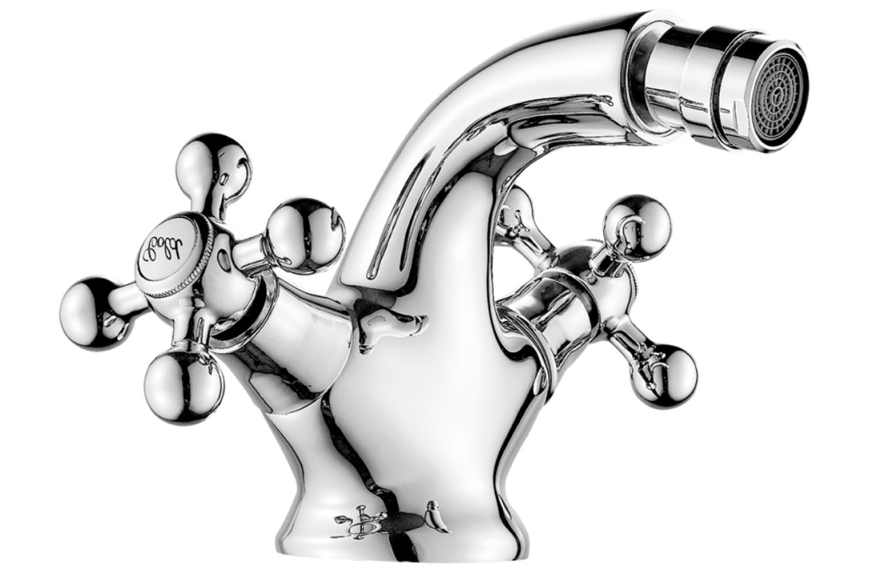 foto del prodotto rubinetto bagno bidet con snodo orientabile stile vintage, in ottone pesante piletta inclusa cromato