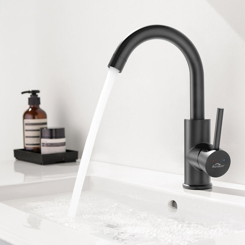 foto del prodotto rubinetto bagno lavabo girevole a 360 miscelatore monocomando lavabo bagno, rubinetto da bagno con aeratore rimovibile, risparmio d acqua, nero