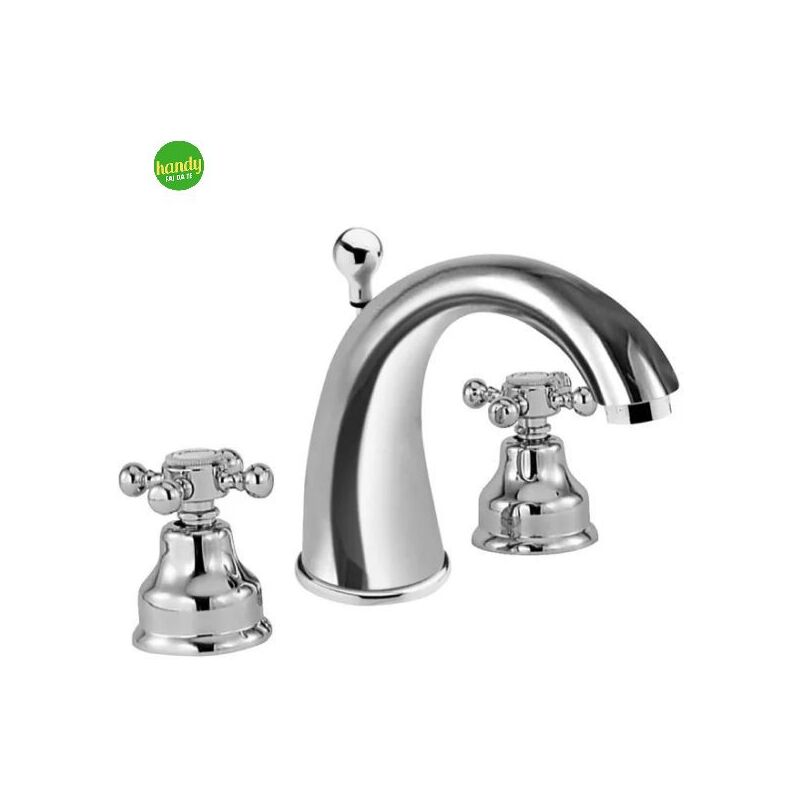 foto del prodotto rubinetto batteria lavabo 3 fori cromato con manopole serie anais scarico 11 4 eurorama