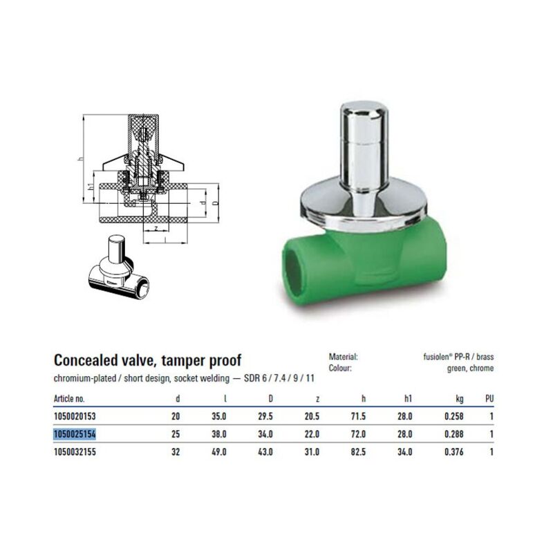 foto del prodotto rubinetto con cappuccio corto diametro 25mm per sistemi aquatherm 1050025154
