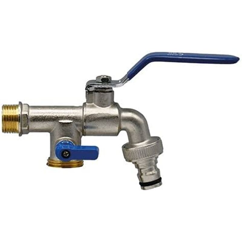foto del prodotto rubinetto con presa supplementare 1 2 x3 4 giardino irrigazione cromato.
