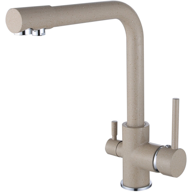 foto del prodotto rubinetto cucina 3 vie miscelatore cucina girevole a 360 regolabile fredda calda e acqua pura includere tubo 3 8 beige