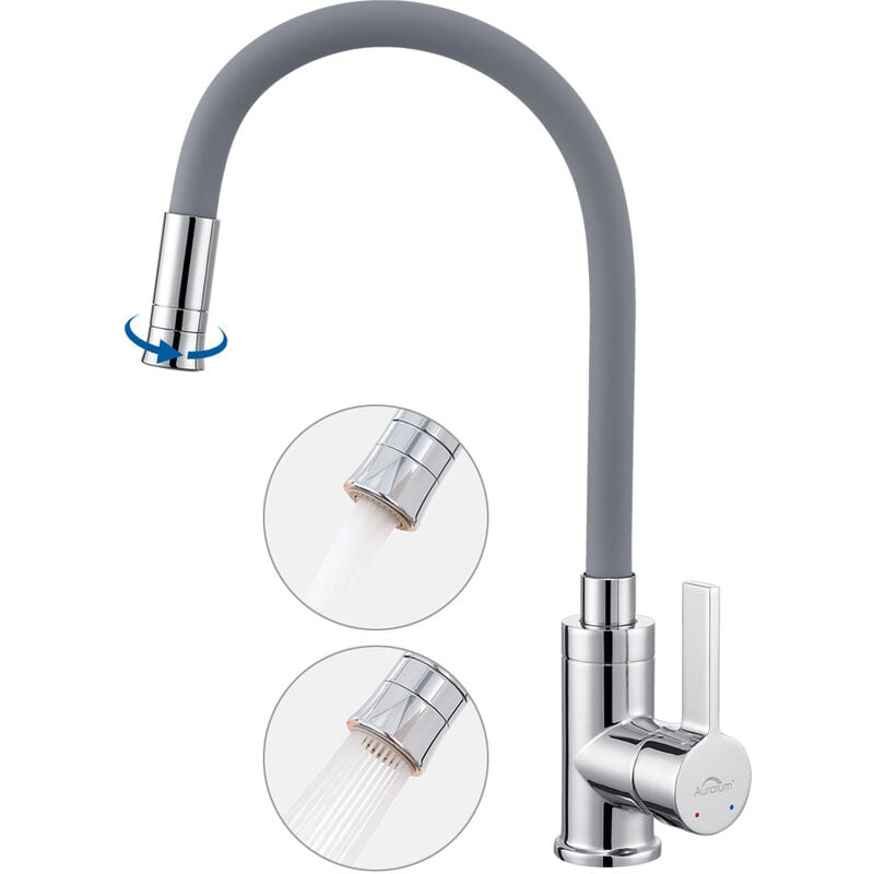 foto del prodotto rubinetto cucina con beccuccio flessibile 2 modalit , girevole a 360 rubinetto lavello cucina flessibile, miscelatore monocomando de cocina con tubo