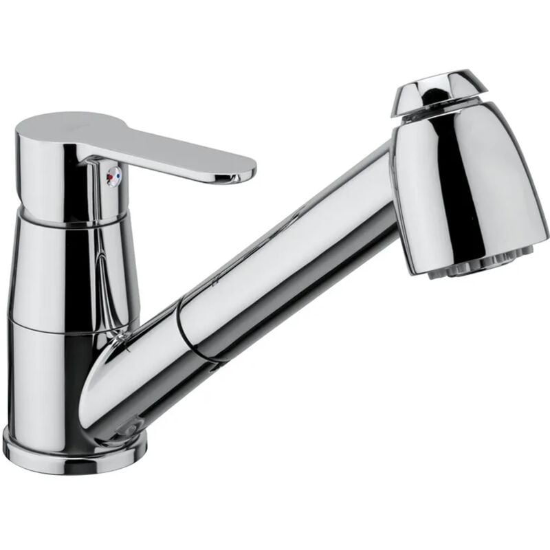 foto del prodotto rubinetto cucina e lavanderia paffoni blu con doccetta estraibile in ottone cromo