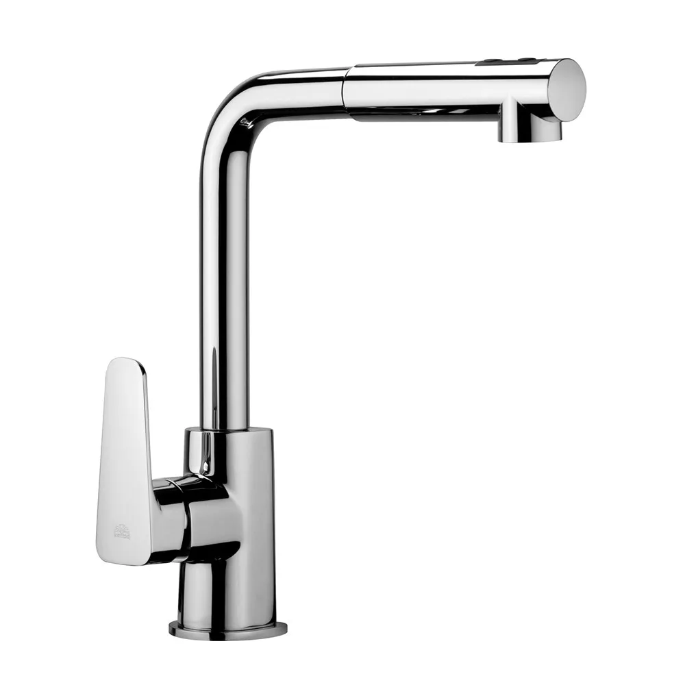foto del prodotto rubinetto cucina e lavanderia paffoni sly con doccetta estraibile in ottone cromo
