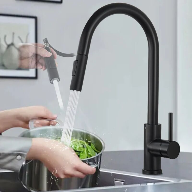 foto del prodotto rubinetto cucina estensibile in acciaio inox con doccia miscelatore cucina 360 