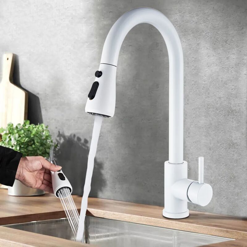foto del prodotto rubinetto cucina estensibile in acciaio inox con doccia miscelatore cucina 360 