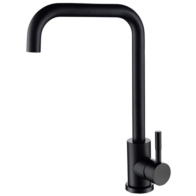 foto del prodotto rubinetto cucina in acciaio inox nero miscelatore lavello acqua calda e fredda girevole a 360 