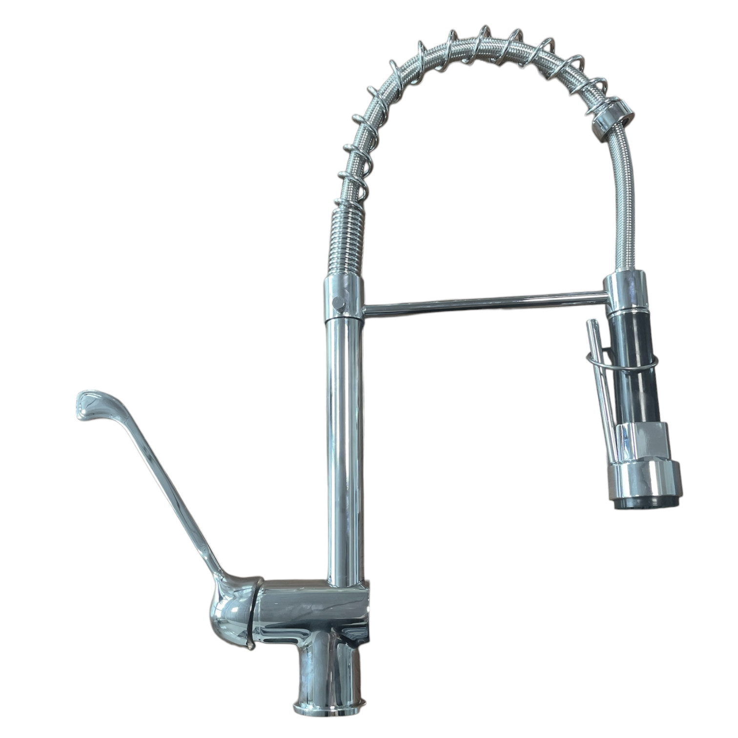 foto del prodotto rubinetto cucina industriale 50 cm in ottone con leva clinica e doccetta multigetto professionale