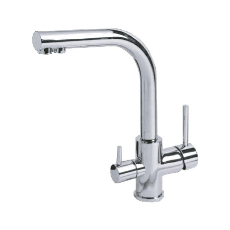 foto del prodotto rubinetto cucina miscelatore a 3 vie lavello in ottone acqua pura cromato