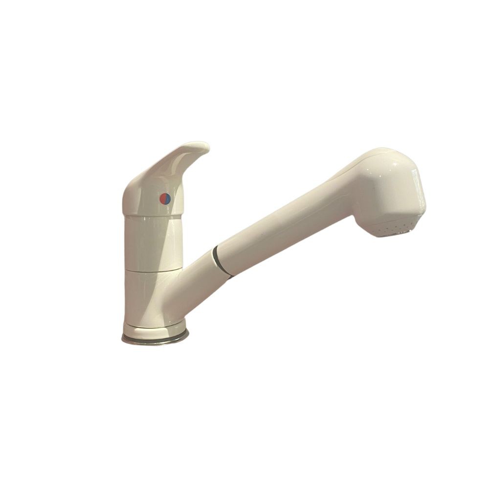 foto del prodotto rubinetto cucina miscelatore monocomando doccetta estraibile in ottone paini mixo bianco