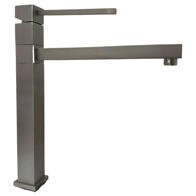 foto del prodotto rubinetto cucina miscelatore monocomando lavello canna dritta girevole in ottone egeo finitura inox