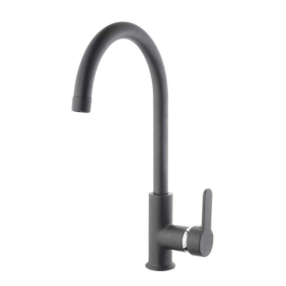 foto del prodotto rubinetto cucina miscelatore monocomando lavello canna tonda in ottone granito plus croma