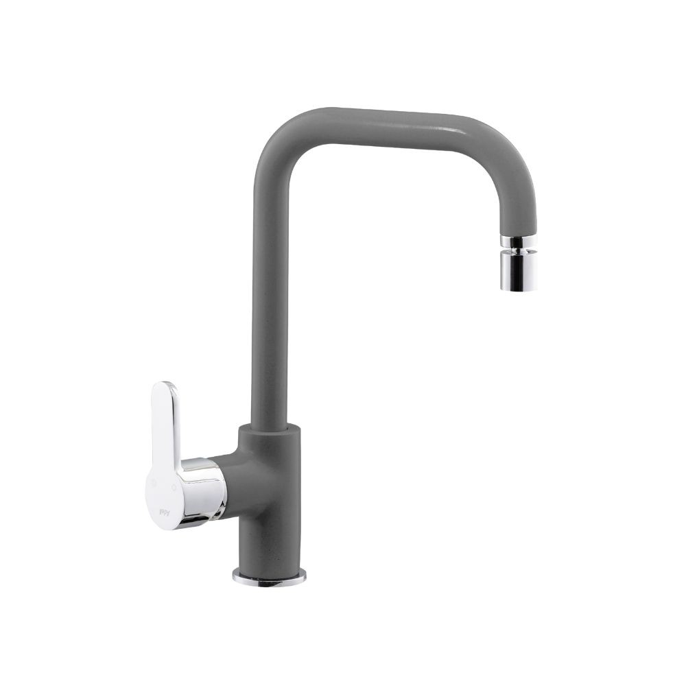 foto del prodotto rubinetto cucina miscelatore monocomando lavello canna tonda in ottone lento cromato