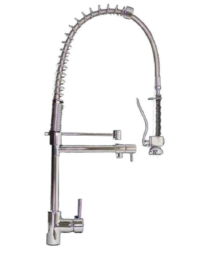 foto del prodotto rubinetto cucina miscelatore monocomando lavello con molla girevole in ottone grand chef cromato