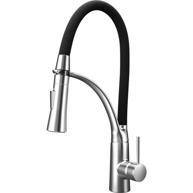 foto del prodotto rubinetto cucina nero cromo prolunga flessibile