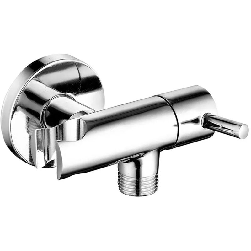 foto del prodotto rubinetto da arresto cromato con supporto doccia dal design tondo