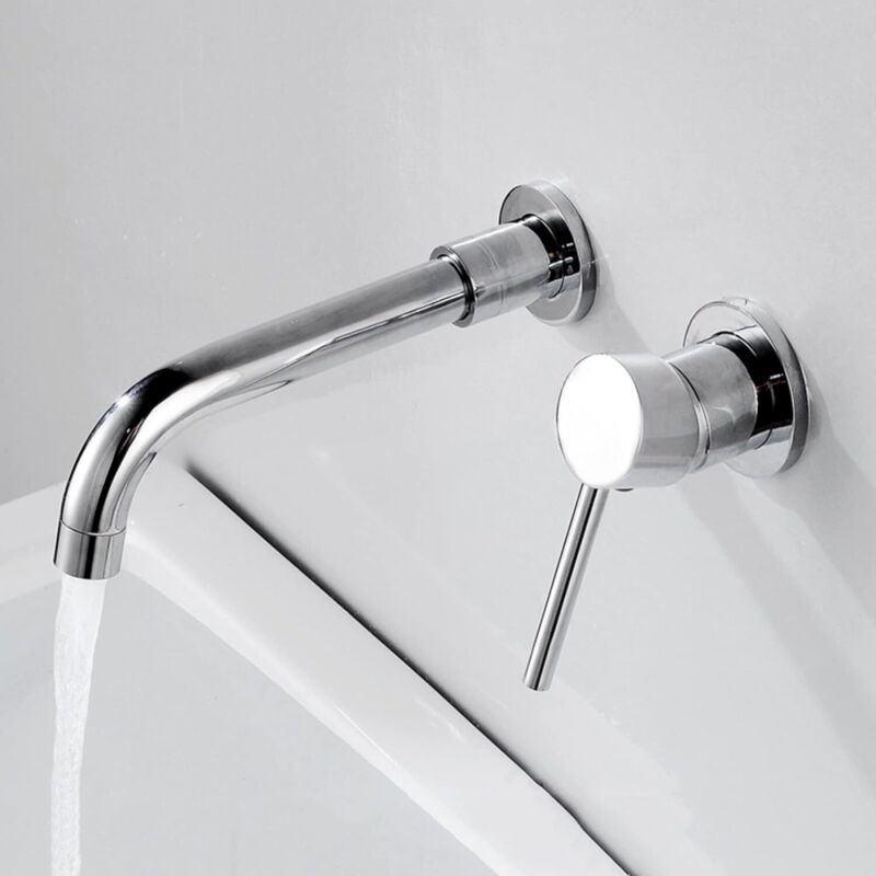 foto del prodotto rubinetto da bagno a parete, ugello girevole a 360 , ottone massiccio, con maniglia singola e valvola grossa, argento