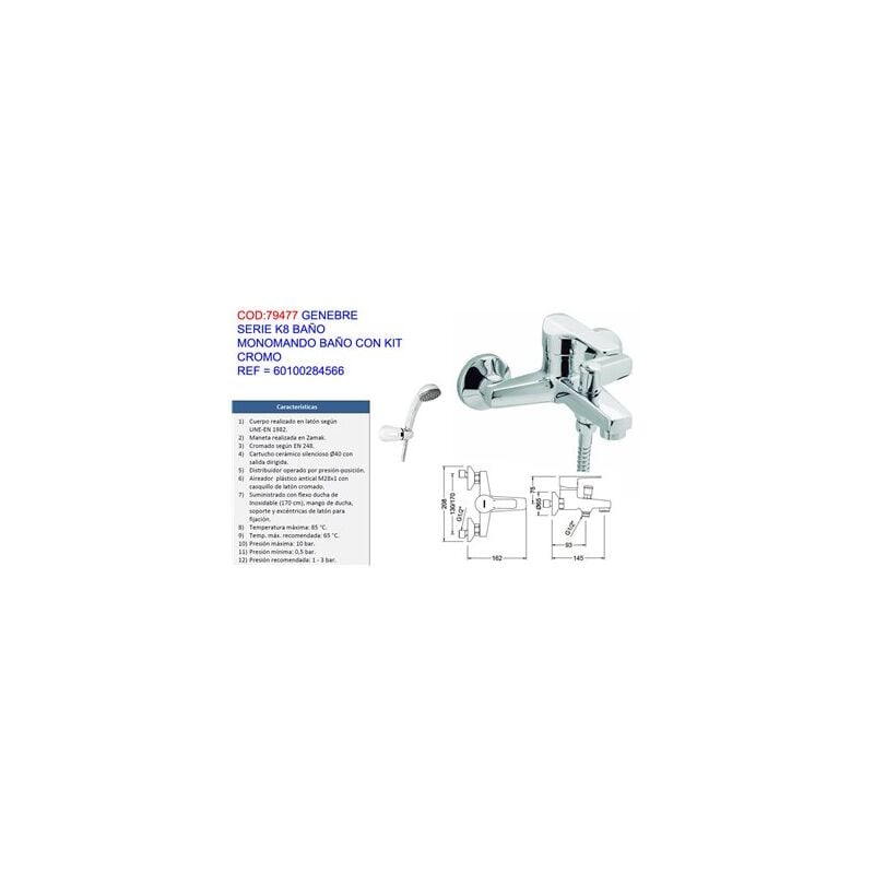 foto del prodotto rubinetto da bagno monocomando genebre serie k8 con kit cromo 60100284566
