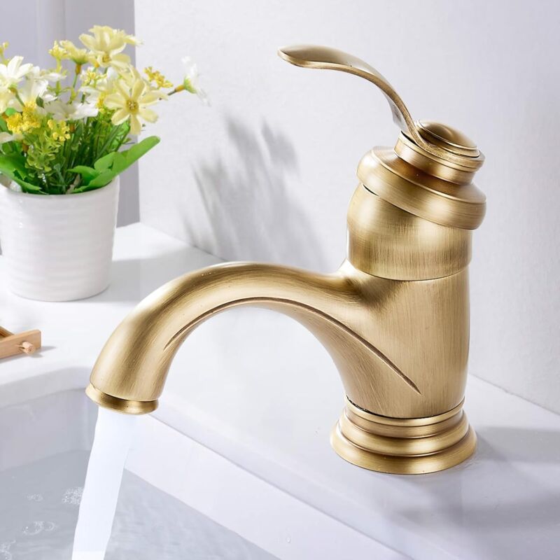 foto del prodotto rubinetto da bagno retr , miscelatore monocomando per lavabo in ottone, rubinetto per lavabo moderno con acqua calda e fredda regolabile, ottone 3 8 