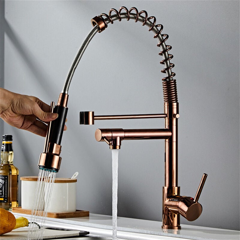 foto del prodotto rubinetto da cucina 2 modalit rubinetto miscelatore monocomando girevole a 360 freddo e caldo disponibile rosa