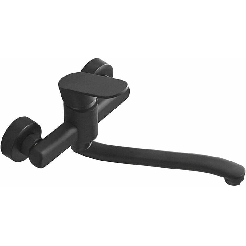 foto del prodotto rubinetto da cucina a parete con maniglia singola, rubinetto da cucina retrò nero 30 cm lunghezza beccuccio , g1 2