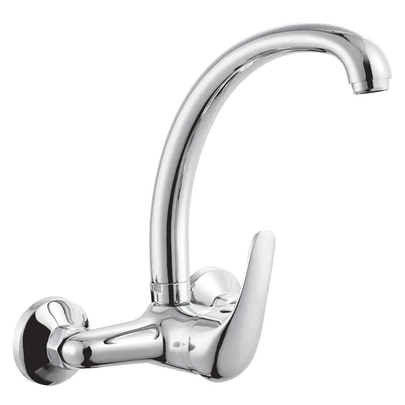 foto del prodotto rubinetto da cucina a parete miscelatore a muro due fori per lavandino