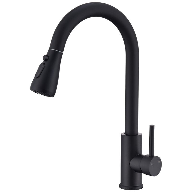 foto del prodotto rubinetto da cucina con doccetta estraibile rubinetto per lavello girevole a 360 con 3 modalit di getto miscelatore da cucina acciaio inox nero