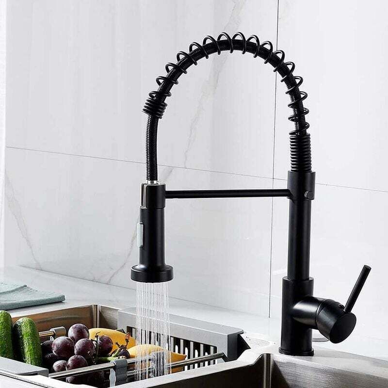 foto del prodotto rubinetto da cucina con doccetta girevole a 360 rubinetto da cucina a molla 2 modalit di spruzzatura con tubi flessibili miscelatore monocomando