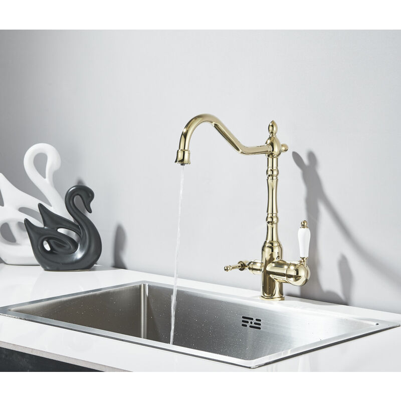 foto del prodotto rubinetto da cucina con sensore touch, 3 vie rubinetto cucina con sistemi osmosi filtro l acqua acqua,con doccetta estraibile, girevole a 360 ,nero