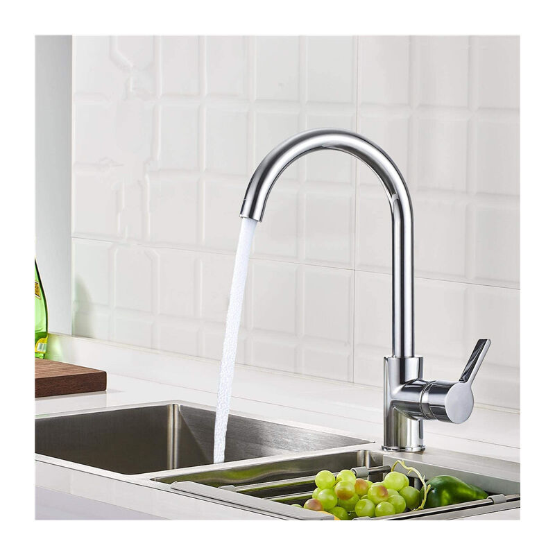 foto del prodotto rubinetto da cucina cromato rubinetto da cucina girevole a 360 miscelatore monocomando per lavello cucina acqua fredda e calda