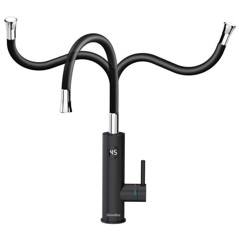 foto del prodotto rubinetto da cucina elettrico da 3200 w, display digitale a led, acciaio inossidabile, rotazione flessibile a 360 , miscelatore da cucina, rubinetto