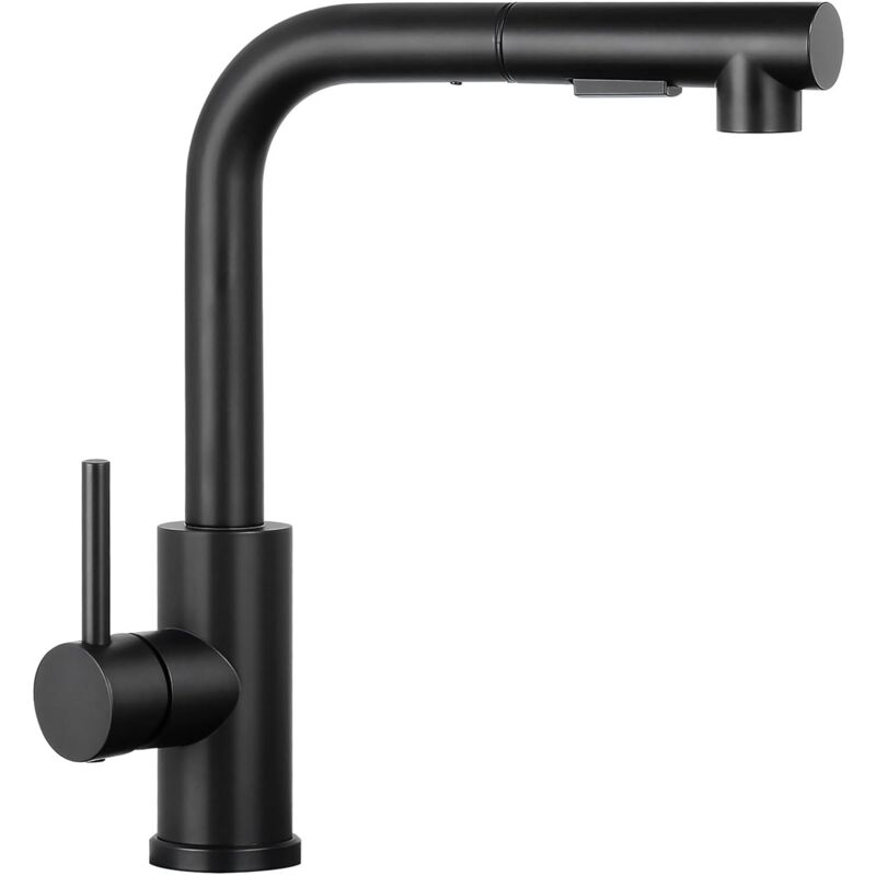 foto del prodotto rubinetto da cucina estensibile, rubinetto lavello girevole a 360 , miscelatore monocomando con doccetta a 2 modalit nero