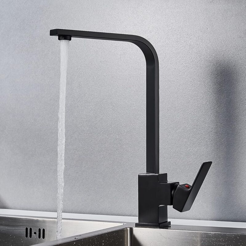 foto del prodotto rubinetto da cucina girevole a 360 , miscelatore monocomando, nero