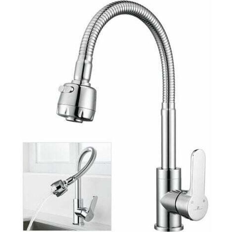 foto del prodotto rubinetto da cucina in memory foam lablanc rubinetto per lavello a molla - 2 beccucci opzionali - rotazione a 360 cromato per qualsiasi curva