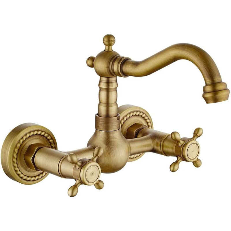 foto del prodotto rubinetto da cucina in ottone montato a parete rubinetto lavabo retr girevole a 360 disponibile acqua calda e fredda