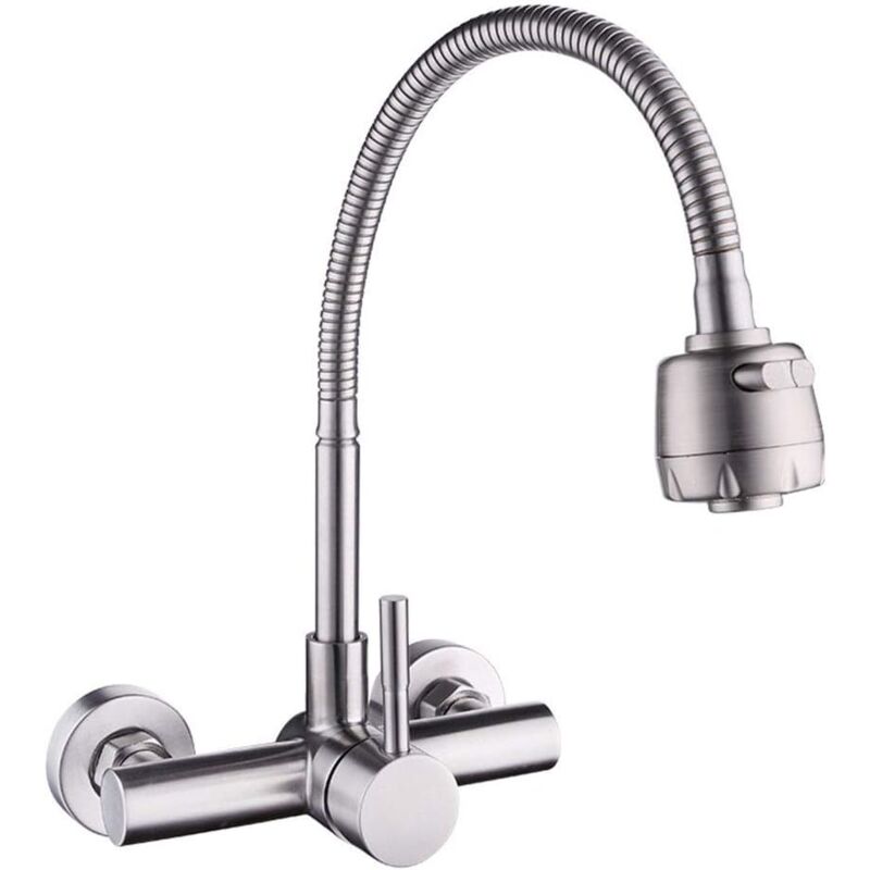 foto del prodotto rubinetto da cucina miscelatore a parete rubinetto per lavabo girevole a 360 in acciaio inossidabile 304 con tubo flessibile