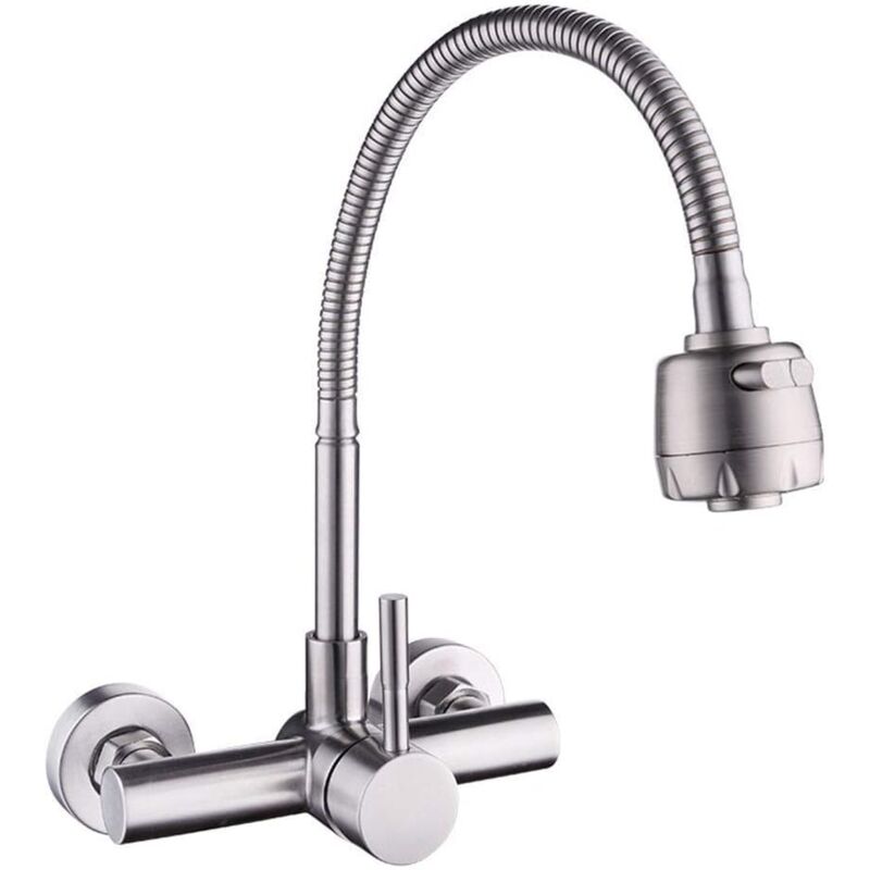 foto del prodotto rubinetto da cucina miscelatore a parete rubinetto per lavabo girevole a 360 in acciaio inossidabile 304 con tubo flessibile
