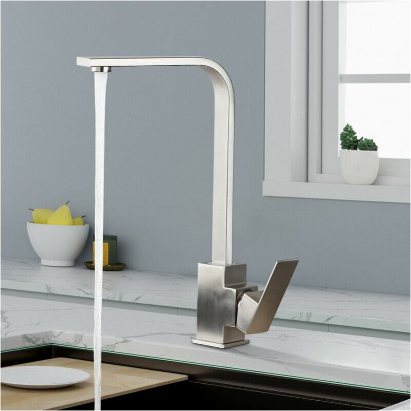 foto del prodotto rubinetto da cucina, miscelatore da cucina girevole a 360 , miscelatore da cucina in acciaio inossidabile 304, spazzolato