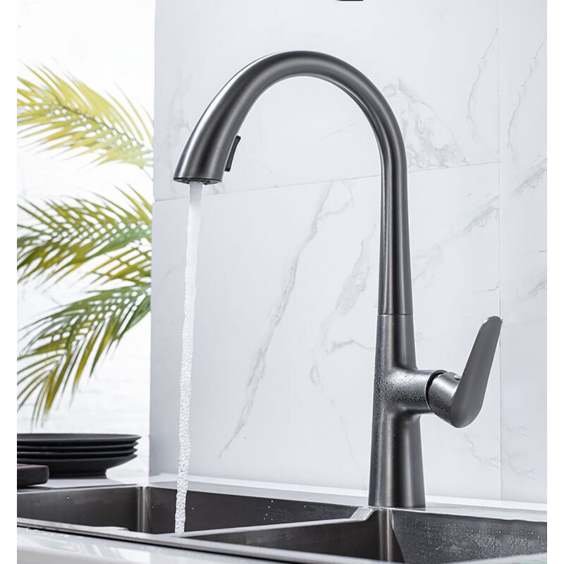 foto del prodotto rubinetto da cucina, miscelatore monocomando con girevole bocca spruzzatore, rubinetto lavello girevole a 360 , 2 modalit grigio