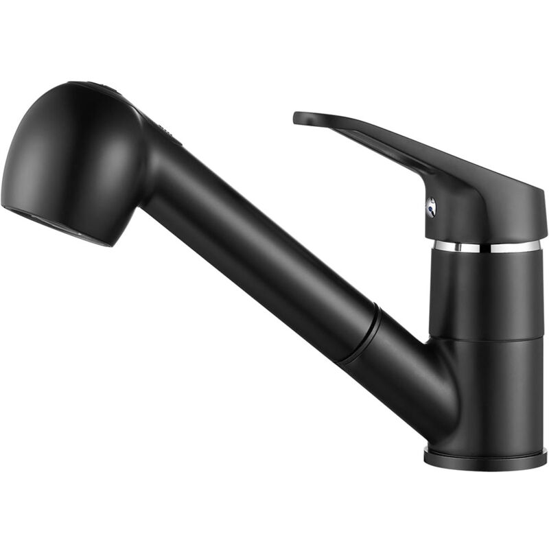 foto del prodotto rubinetto da cucina, miscelatore monocomando per lavello con getto estraibile a 360 , acqua fredda e calda - nero