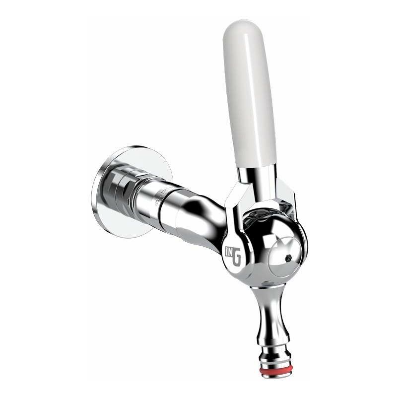 foto del prodotto rubinetto da giardino ad innesto rapido ingenius cygnus completo in ottone cromato ig480col01 cromo bianca