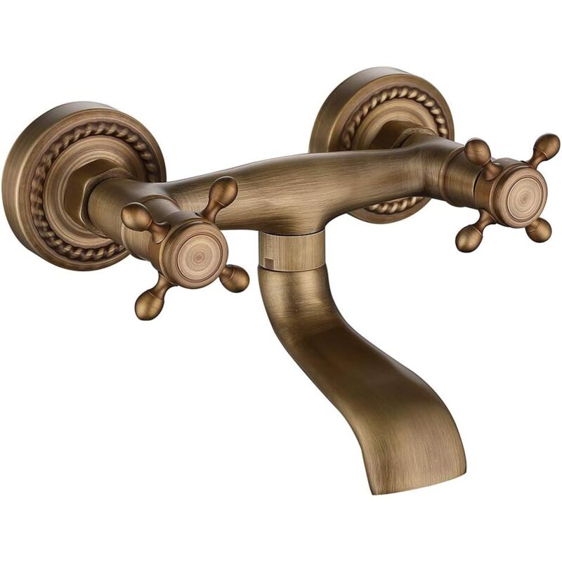 foto del prodotto rubinetto da parete in rame antico sjqka rubinetto per vasca da bagno rubinetto per acqua calda e fredda rubinetto da cucina rubinetto nero